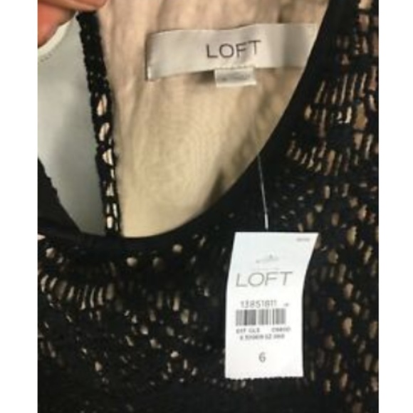 Ann Taylor Loft Crochet Knit Black Sleeveless Zip - Picture 6 of 7